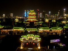 江西南昌滕王阁5A景区夜景航拍