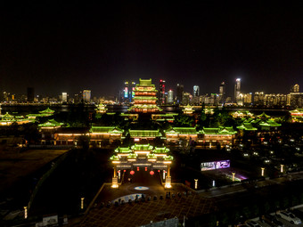 江西南昌滕王阁5A景区夜景航拍