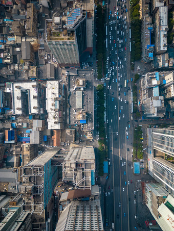 城市大道拥堵交通车辆行驶航拍长沙摄影图