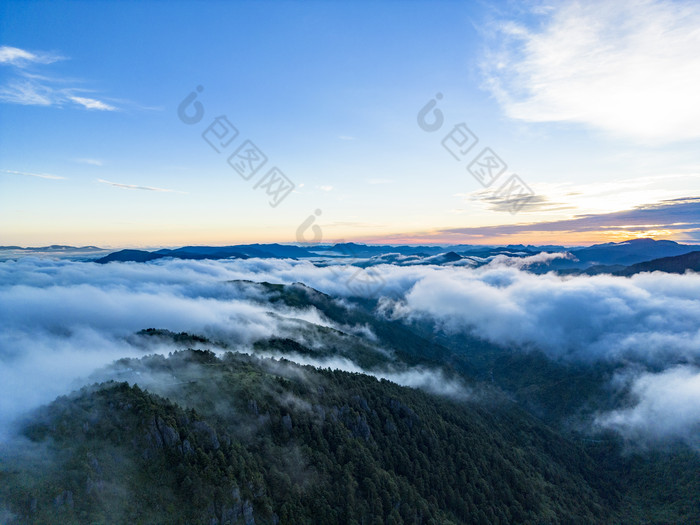 高山云海日出湖北神农架航拍摄影图