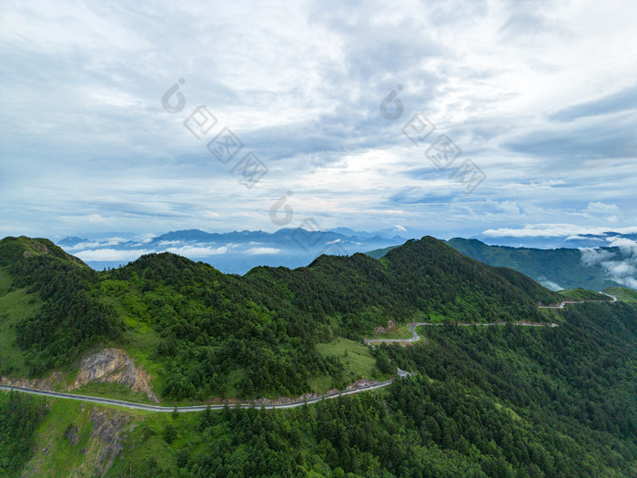 高山云海日落晚霞航拍摄影图