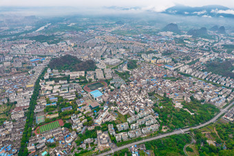 广西桂林城市风光<strong>乌云</strong>云海云雾航拍