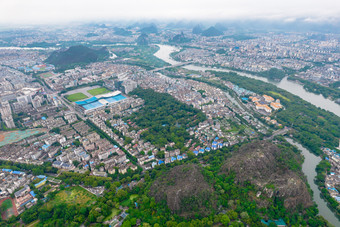 广西桂林城市风光<strong>乌云</strong>云海云雾航拍