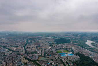 广西桂林城市风光乌云云海云雾航拍