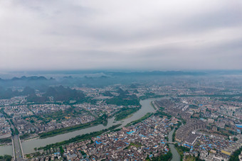 广西桂林城市风光<strong>乌云</strong>云海云雾航拍