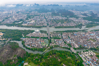 广西桂林城市风光<strong>乌云</strong>云海云雾航拍