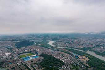 <strong>广西桂林</strong>城市风光乌云云海云雾航拍