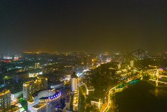 广西柳州城市风光夜景航拍