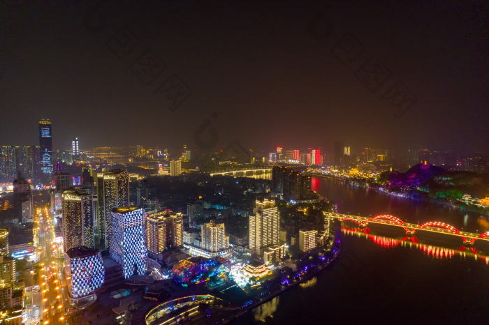 广西柳州城市风光夜景航拍图片-包图网企业站