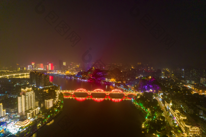 广西柳州城市风光夜景航拍图片-包图网企业站