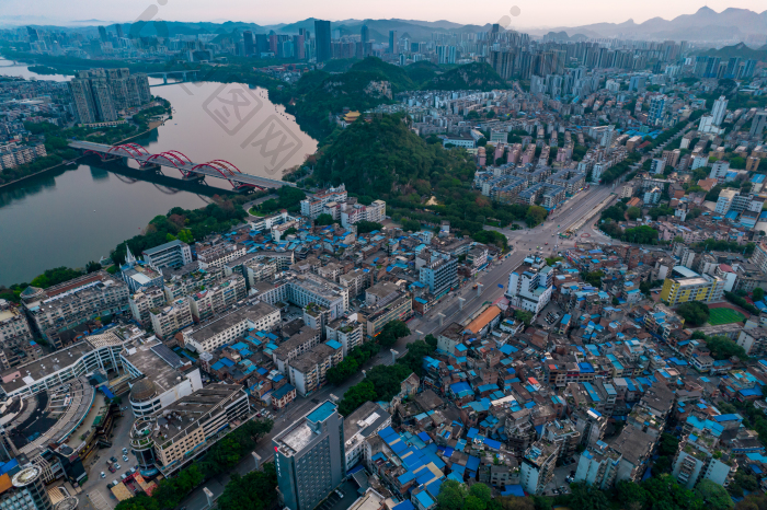 广西柳州城市清晨风光航拍图片-包图网企业站