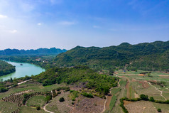 广西山水风光甘蔗种植基地航拍