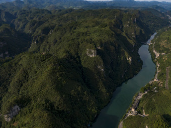 贵州山川河流舞阳河群山航拍