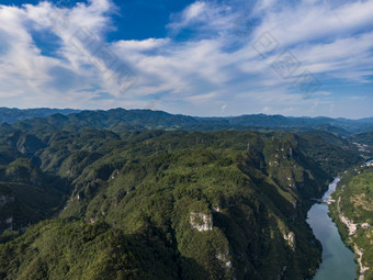 贵州山川河流舞阳河群山航拍