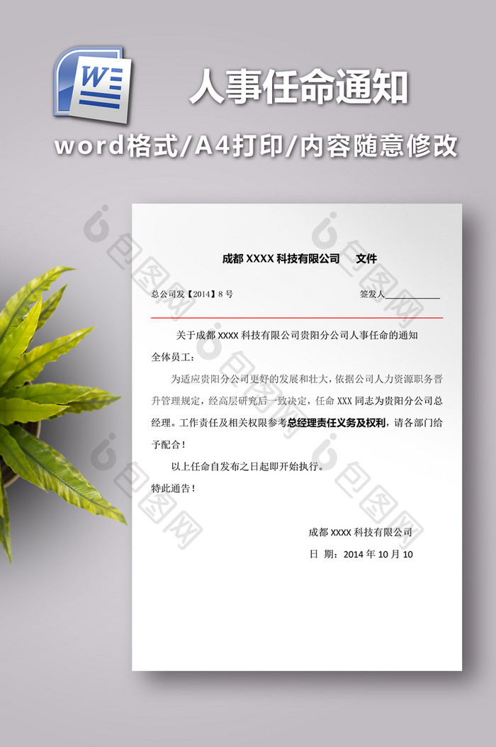 公司人事任命的通知