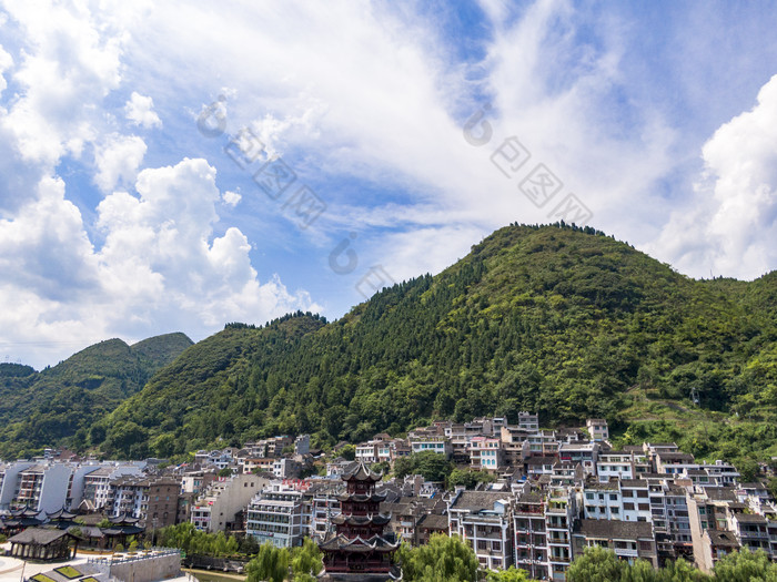 贵州镇远古镇5A景区航拍