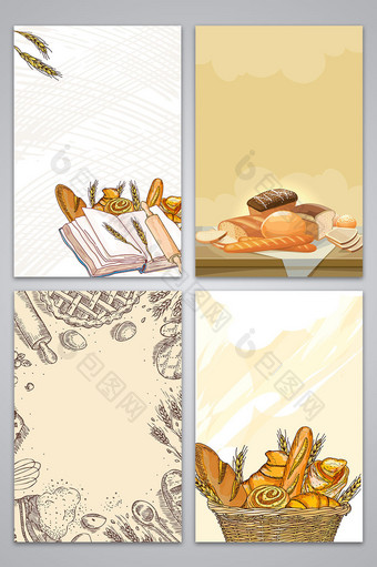 矢量卡通手绘面包美食面食背景图片