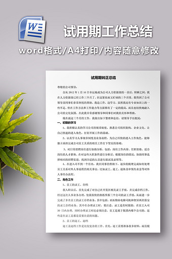 人事专员试用期工作总结(员工关系)图片