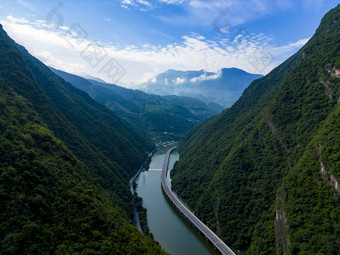 湖北新<strong>山水</strong>上公路山川自然<strong>风</strong>光航拍摄影图