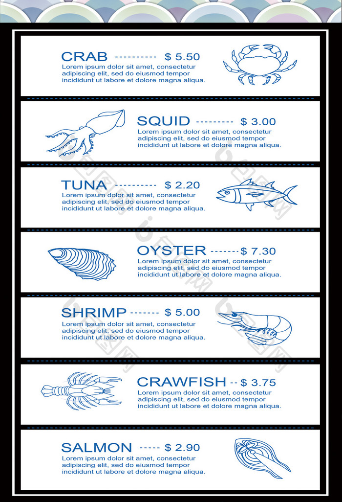 创意龙虾海鲜菜单