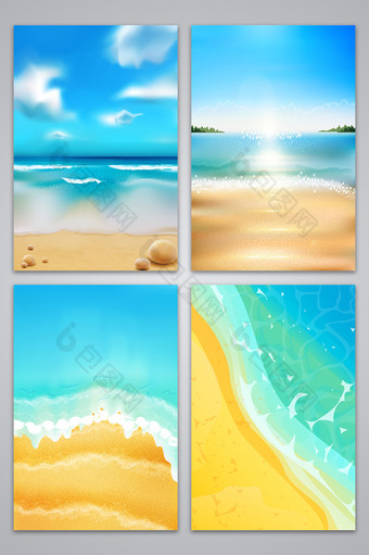 蓝色清爽海滩背景图片