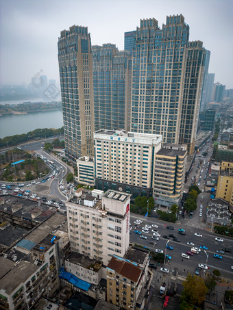 湖南长沙老城区建筑航拍摄影图