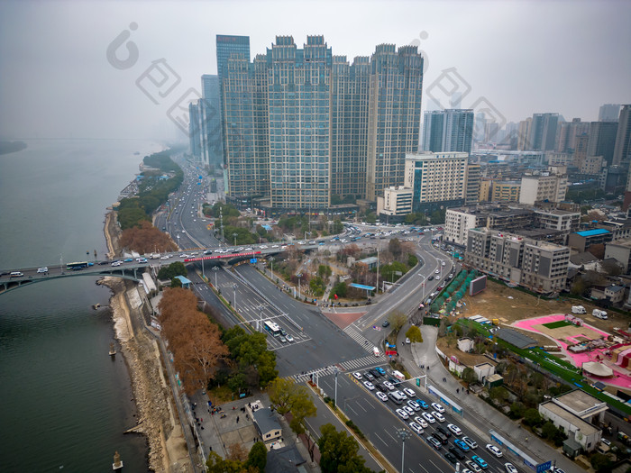 湖南长沙湘江风光带沿江大道交通航拍包图企业站