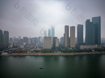 湖南长沙湘江高楼建筑航拍