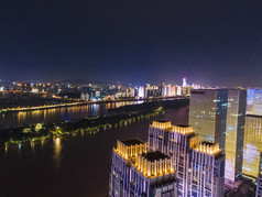 湖南长沙湘江橘子洲夜景