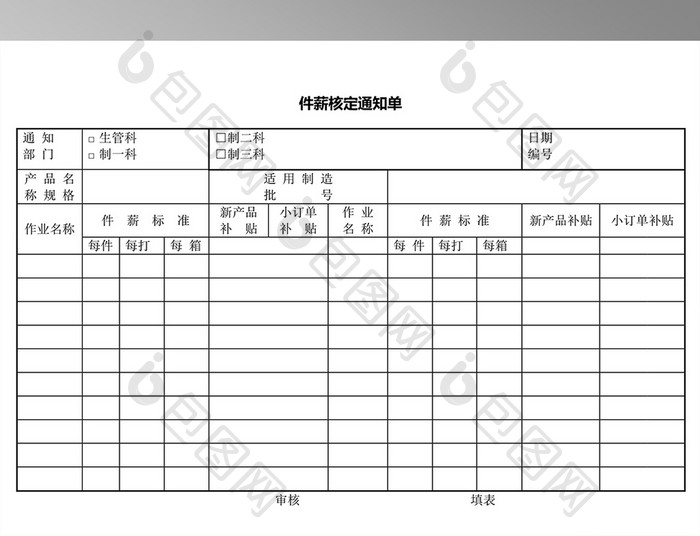 件薪核定通知单模板