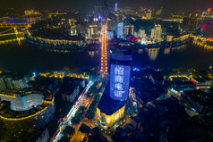 柳州夜景灯光柳江航拍摄影图