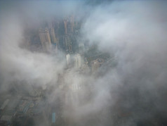 长沙迷雾高楼平流层建筑航拍