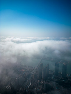长沙迷雾高楼平流层建筑航拍