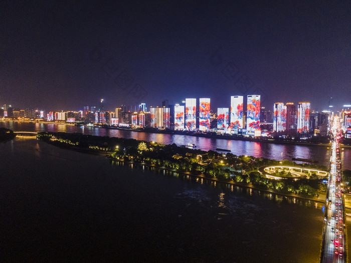 长沙夜景航拍