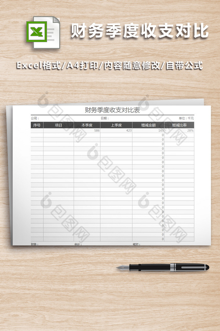 办公室实用表格会计报表财务部表格图片