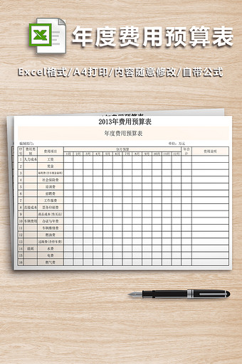 年度费用预算表模板图片