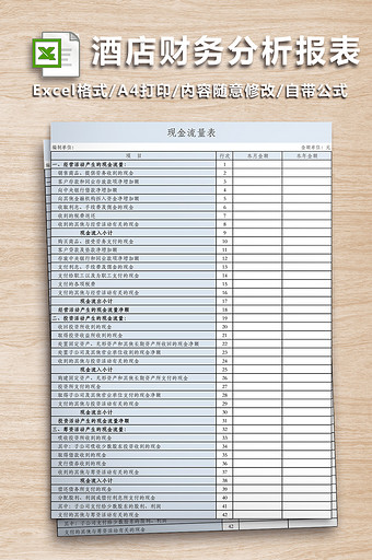 酒店财务分析报表十联套表图片