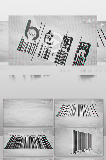 条码扫描故障失真线条动画演绎标志片头图片