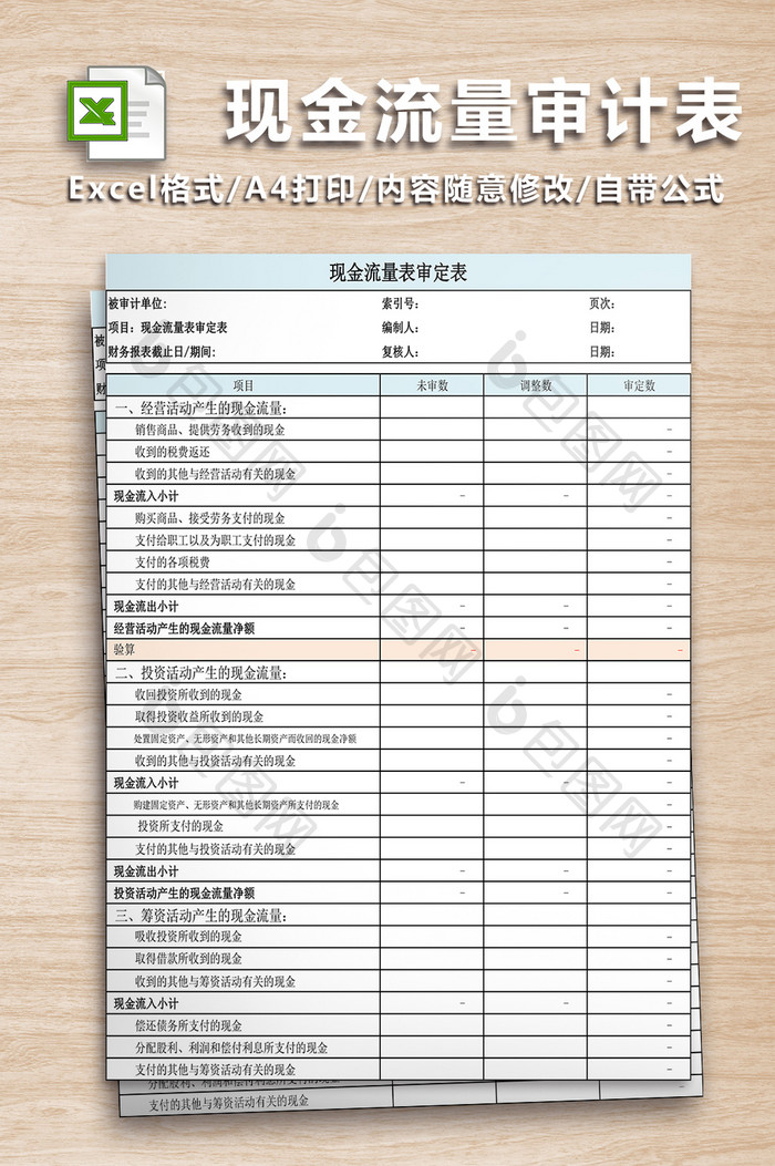 现金流量表审计工作底稿三联表