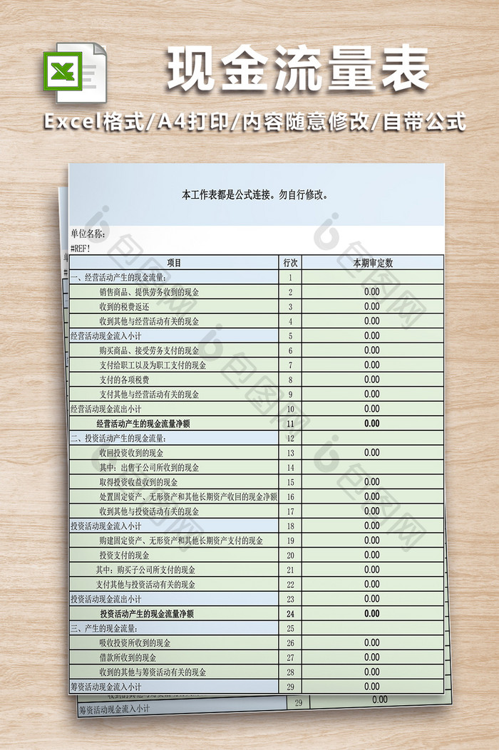 新准则现金流量表编制模板六联表