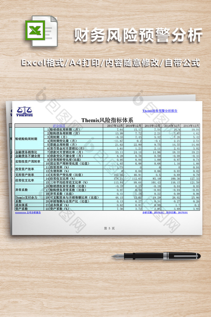 财务风险预警分析报告excel表