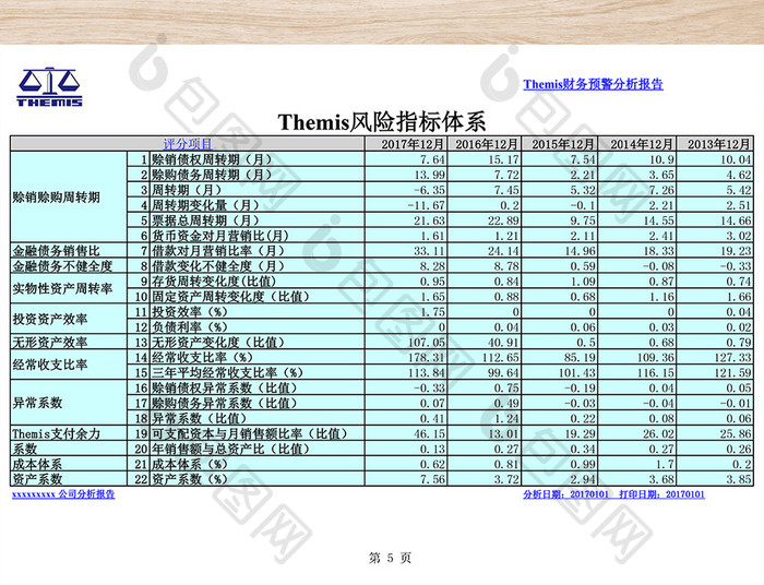 财务风险预警分析报告excel表