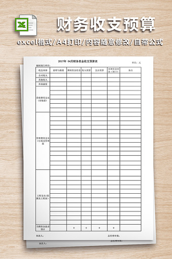 财务收支预算模板excel表图片