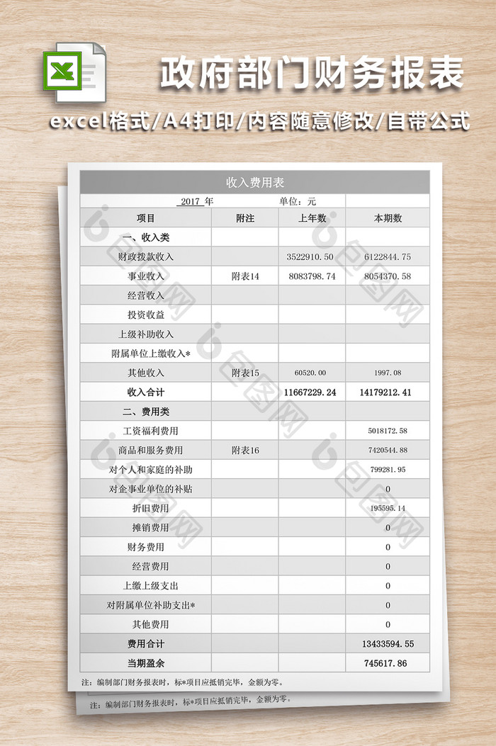 政府部门财务报告excel表-4联