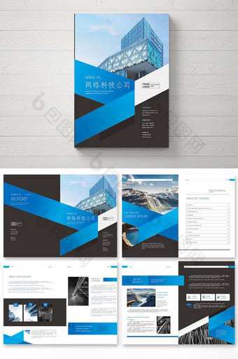 大气蓝色欧美风格的网络科技画册设计图片