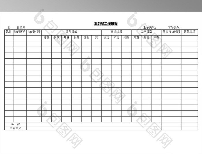 业务员工作日报表格