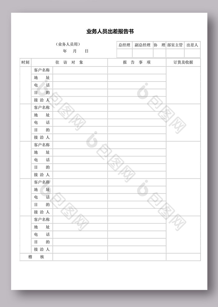 业务人员出差报告书