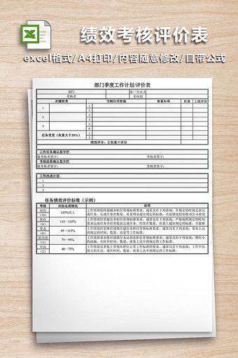 部门绩效考核评价表excel图片