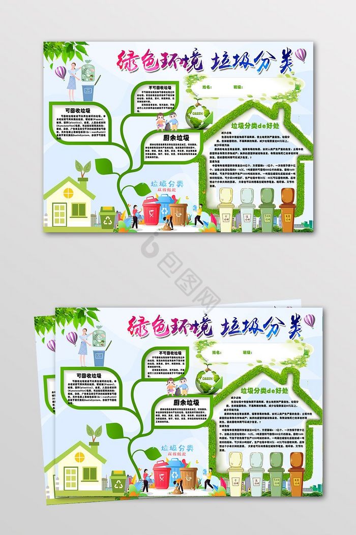 环保垃圾分类电子小报图片