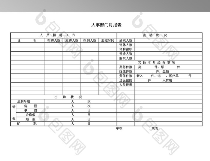 人事流动月报表模板